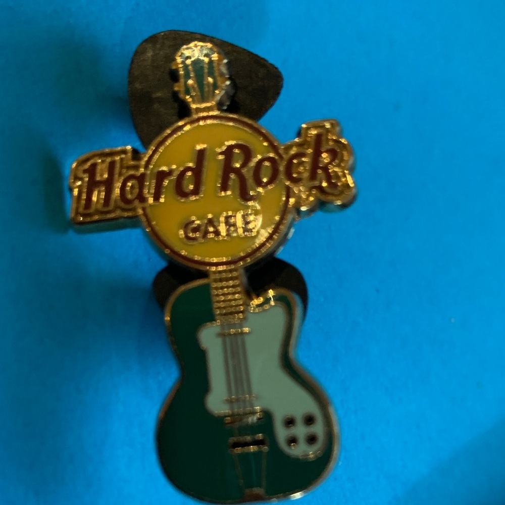 Hard Rock Cafe Teal and Yellow Guitar Pin - Picture 8 of 8